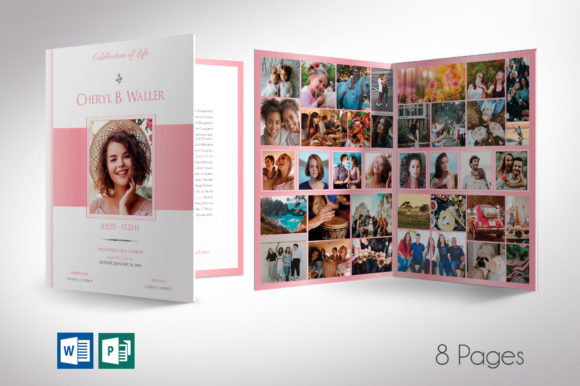 Download White Pink Tabloid Funeral Program Word - Fun Collection